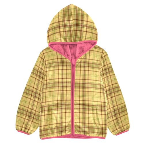 GuoChe Plaid Gold Yellow Baby Girl Fleece Jacket