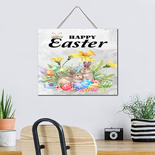 Plaque en bois Happy Easter cadeau de Pâques idéal pour décoration intérieure - 4