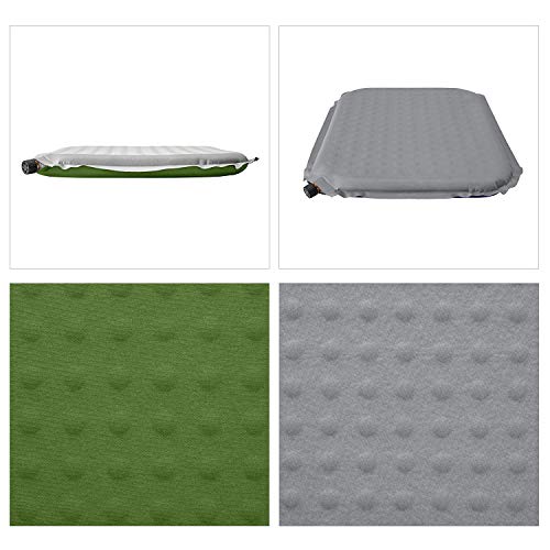 ATEPA Self-Inflating Insulated Seat Cushion for Stadium,Camping, Pressure Relief, Bleacher, Sports, Air Plane Ride, Travel, Office Chair, Car Pad, Lumbar Support, with Carrying Bag, Green