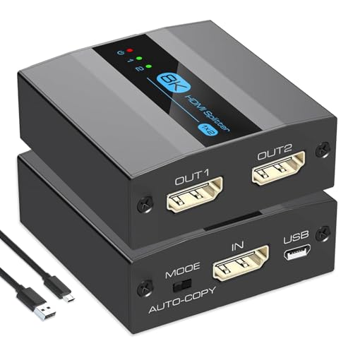 �y8K 4K 144Hz�zHDMI ���z�� 1����2�o�� �����o�� SP907 HDMI2.1 �X�v���b�^�[ 2��� 2���z 2�o�� HDMI Splitter ���� HDCP2.3�Ή� ���z�@ PC PS5 PS4 PS4Pro �J���� BD Playe