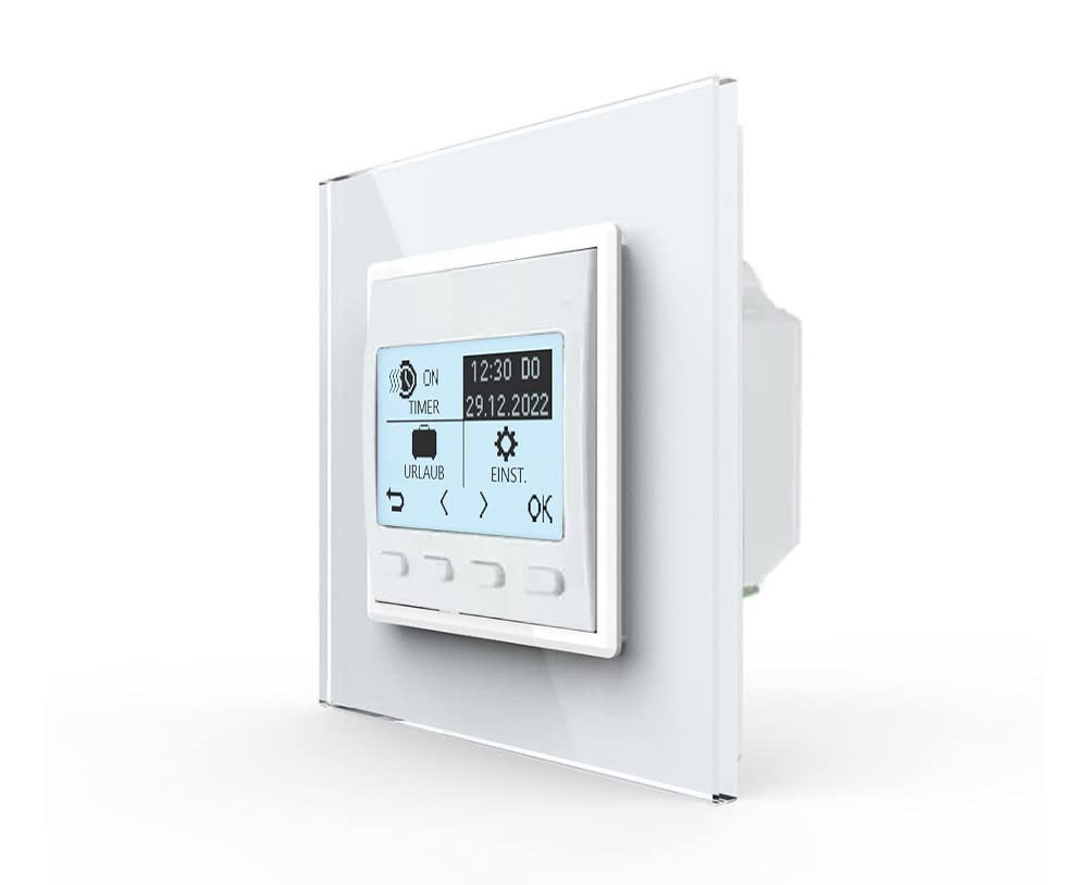 LIVOLO LCD Raumthermostat Thermostat Fußbodenheizung Weiß mit Glasrahmen für Fußboden Heizung Programmierbarer Wandthermostat Zeitpläne digitaler Display Raumtemperaturregler VL-Pro/SR-11-A