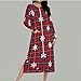 Women's Christmas Nightgown Zipper Front Loose Long Sleeve Nightshirt Split Side Pajamas Dress Sleepwear with Pockets