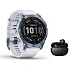 Garmin Fenix 7 Sapphire Solar GPS-Multisport-Smartwatch Touchscreen – DLC Titan – Musik Player – Navigation – steinweiss/blau 010-02540-25 inkl. Bluetooth Headset