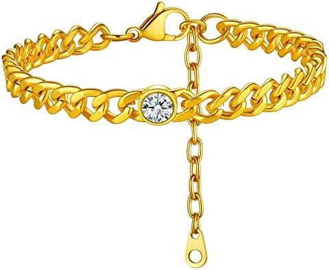 ChainsHouse Cuban Link Anklets for Women Men Stainless Steel Feet Jewelry Ankle Bracelets