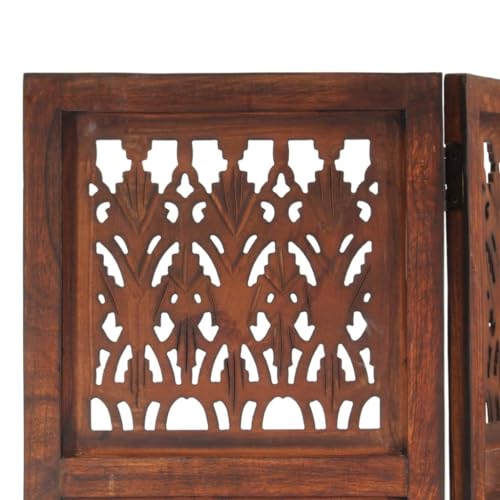 Cloison de séparation 3 panneaux marron 120x165 cm en bois de manguier - 4