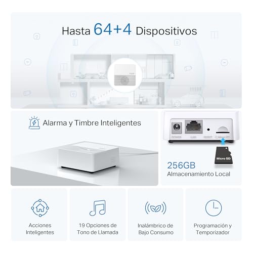 TP-Link Tapo H200 Smart IoT Hub, tot 64 schakelaars en sensoren of knoppen + 4 batterijcamera's of deurbellen, niet compatibel met Tapo-cameramodellen met voedingskabel, Kasa-thermostaat KE100 - Afbeelding 4