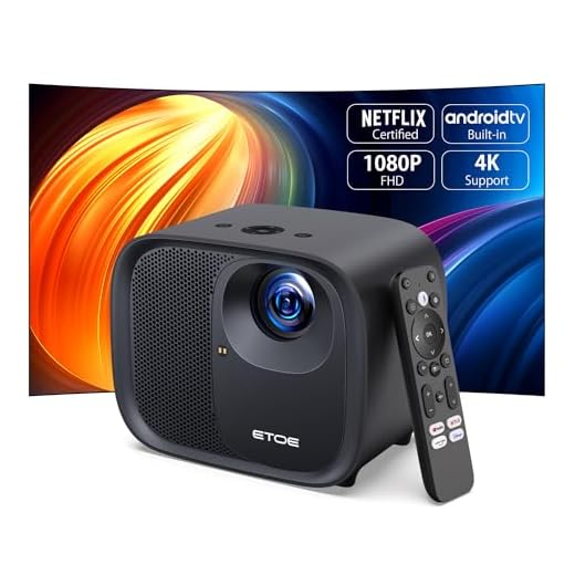 ETOE 1080P Smart Projector, Video Projector with 4K Android TV 10.0, Auto Focus, Auto Keystone, Dual 10W Speakers, Netflix-Certified, Chromecast, WiFi Bluetooth, Full HD Projector with Carrying Case