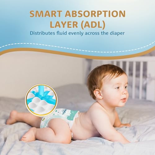 Image of Amazon Brand - Supples Super Comfort Baby Diaper Pants | Large (9-14 kg), 56 Count | Dermatologically tested, Ultra-Thin, Soft & Breathable | Wetness Indicator, Anti-Leak, All-Night Absorbency