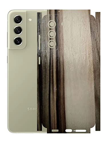 Image of AtOdds - Compatible for Samsung Galaxy S21 FE Mobile Back Skin Film Wrap with Camera Protector (Coverage - Back+Camera+Sides) (Teak Wood)