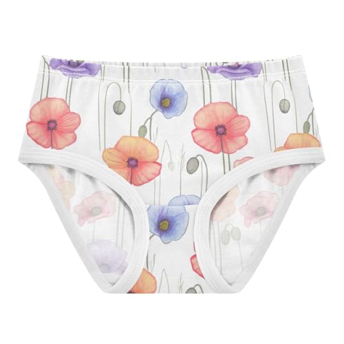 Poppy Flowers Soft Pastel Orange Toddler Underwear Floral 2t Cotton Panties for Girl Bright Briefs Kids Undies