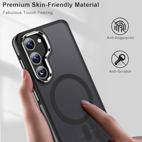 Image of MALEWOLF Case for Samsung Galaxy S23 Plus, Compatible with Magsafe, Magnetic Cover with Anti-Slip Edge, Shockproof Translucent Color Hybrid Phone Case for Galaxy S23+ 5G (Black /Grey)