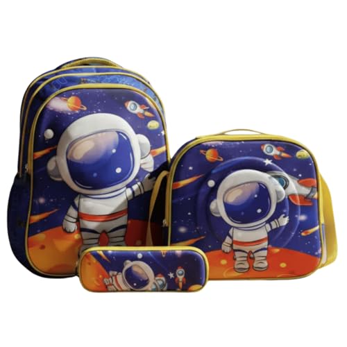 Mochila Infantil Bolsa Escolar Lancheira Estojo Menino Menina Mala Reforçada Impermeável De Costas 3 Peças