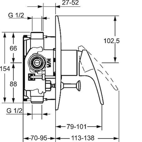 Hansa Einhand-Wannen-Batterie Hansamix 0184 Fertigmontageset, chrom