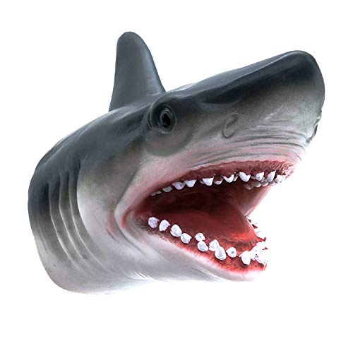 Tecesy Shark Hand Puppet Toys, Shark Puppets Role Play Toy , Soft Rubber Realistic Sea Animal Shark Head 7 inch