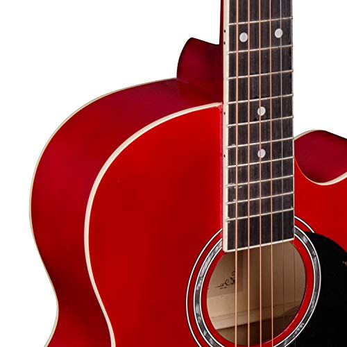 Image of JUAREZ Arpeggio 39 Inch Acoustic Guitar Kit, JRA39SR-RD Spruce Top, Rosewood Fretboard & Bridge, Truss Rod, Chrome Die Cast Machine Tuners, Dark Red
