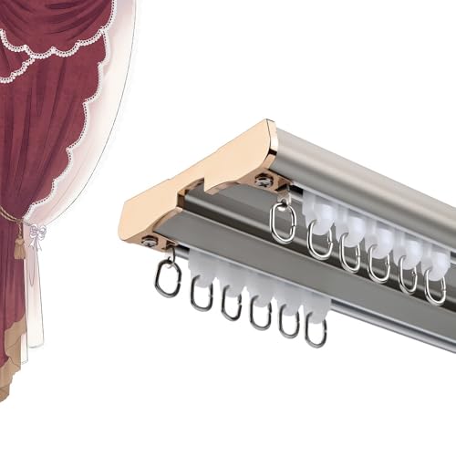 Double tringle à rideaux de plafond grise de 240 cm