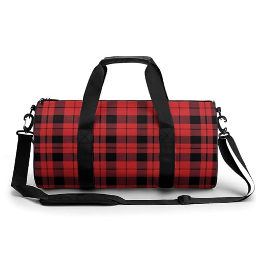 Buffalo Scottish Tartan Plaid Checkered Travel Duffel Bag Gym Bags Sports Tote Shoulder Weekender Handbag for Men Women