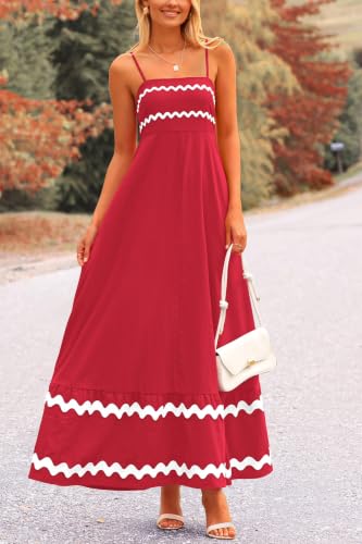 Image of PRETTYGARDEN Women's 2026 Summer Flowy Maxi Dress Casual Sleeveless Spaghetti Strap Ruffle Beach Long Dresses