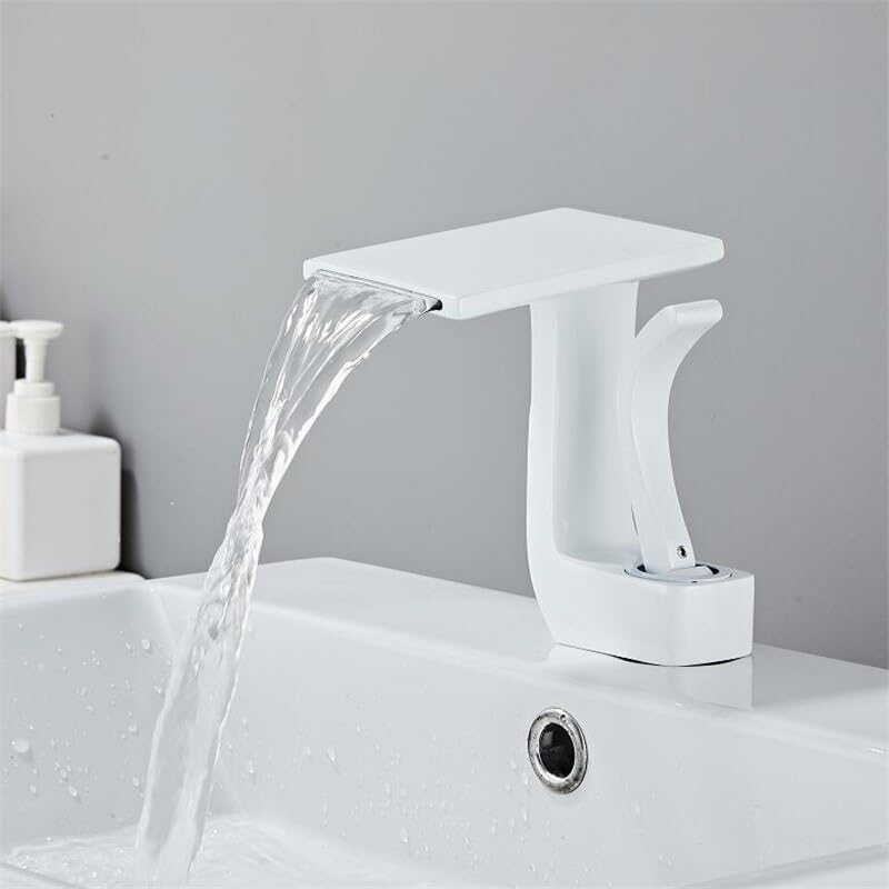Robinet de salle de bain blanc et or en laiton haut de gamme Tuqiu