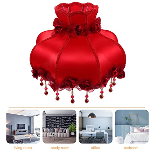 Ushobe Vintage Lamp Shade Victorian Lamp Shade With Beads Fringe Scallop Dome Lamp Shade Antique European Cloth Lamp Shade Covers Replacement #TOP4