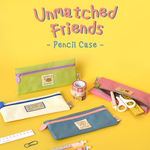 Image of Monolike Unmatched Friends Pen Case, Blue - Pencil Pouch, Portable Pencil Bag, Office Pouch Case