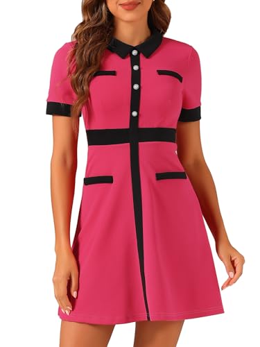 Allegra K Vestido de Trabajo Vintage para Mujer Vestidos Ajustados y Acampanados de Color en...