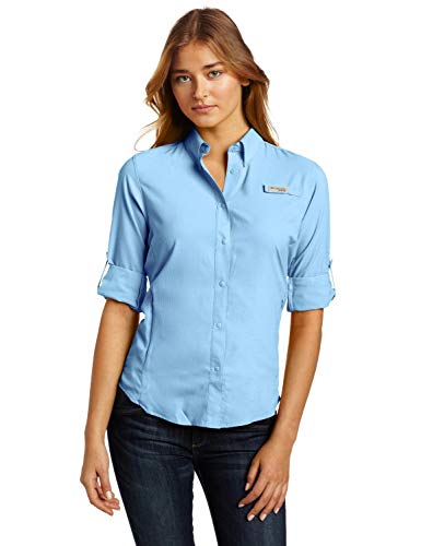 Camisa de manga larga para mujer Columbia Tamiami II, M, Transparente Azul