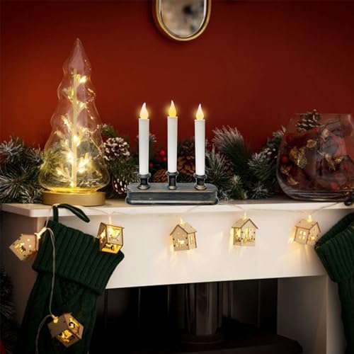 Image of Battery Operated LED Window Candles - 3 Light Flameless Taper Candles with Dusk to Dawn Sensor, 9 Inch Christmas Window Candle Lights with Flickering Amber Flame for Indoor Table Window Holiday Decor