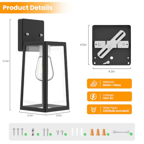 Onforu Exterior Lighting Fixture, Outdoor Porch Light for House, Wall Mount - image 9
