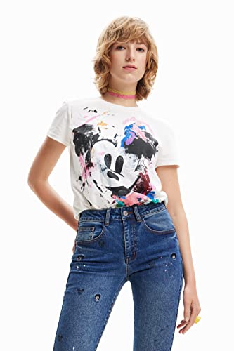 Desigual TS_Mickey Crash T-Shirt, Blanc, XX-Large Femme