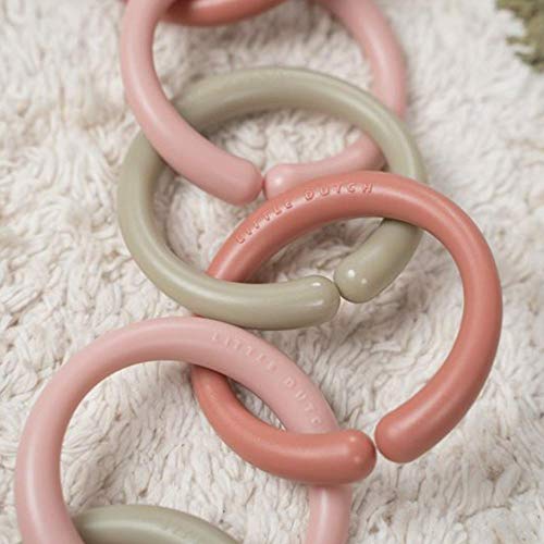 Little Dutch Spielzeugringe Set (12 Spielringe) Kinderwagenkette Kinderwagenanhänger Befestigungsringe - rosa