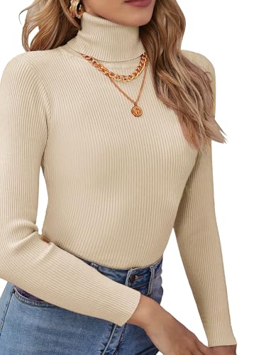 Image of Turtleneck Sweaters for Women Ribbed Long Sleeve Pullover Sweater