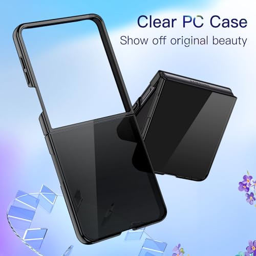 Image of JETech Case for Samsung Galaxy Z Flip 7 2025, Crystal Transparent Hard PC Shell, Anti-Scratch Shockproof Slim Protective Phone Cover (Black)