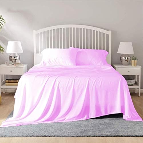 Image of YRM Bedding's - Egyptian Cotton Bedsheet 400-TC Premium Hotel Quality 1 Bedsheet (90x100) + 2 Pillow Covers (18x28) - (Double Bed, Baby Pink Color)