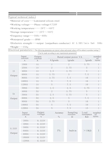 Transformateur de courant split-core SCT065B 800A-5A à large ouverture