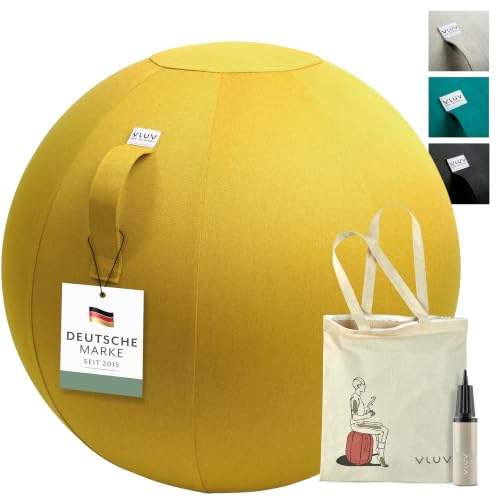 VLUV® BOL LEIV Sitzball mit Möbel-Stoffbezug Mustard...
