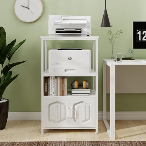 Image of Natwind 4 Tier Printer Stand, File Cabinet w /Adjustable Open Shelves,White