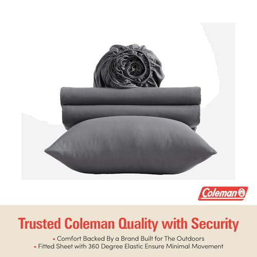 Image of Coleman Twin Sheets Set - Durable Home Bedding with Outdoor Heart, Stylish & Reliable for Bedroom or Cabin - Premium Solid Color, Built for Comfort, Style & Occasional Outdoor Use, Gray