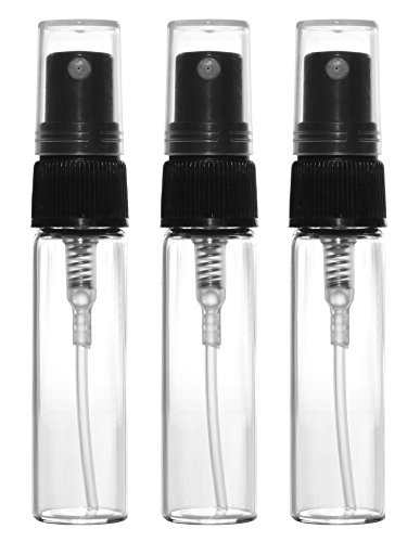 Riverrun Empty Refillable Travel/Purse Perfume Atomizers, Glass Bottle, Black Sprayer 4ml .14 oz (Set of 3 Sprayers)