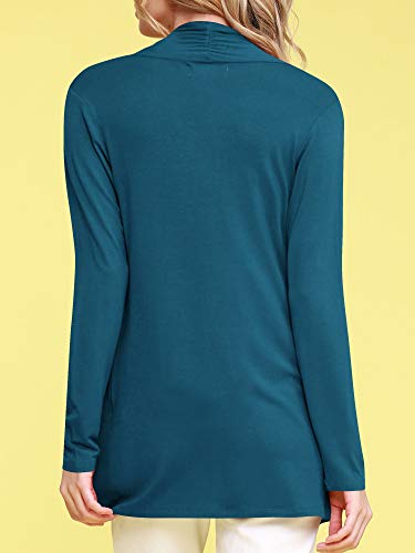 Image of Lock and Love Women's Draped Front Open Asymmetrical Cardigan - Casual Long Sleeve Lightweight Duster