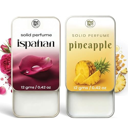 Image of Dr.Mashur Solid Perfume |pineapple&Ispahan Alcohol Free Wax Perfume Balm, Long Lasting | Pocket Tin 12g, Pack Of 2| Non Greasy Smooth Glide, Travel Friendly Men And Women