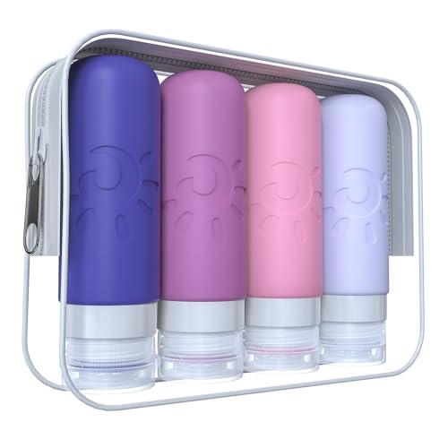 Image of Zafit Travel Bottles for Toiletries, TSA Approved Travel Containers 3oz Leak Proof Travel Tubs Refillable Liquid Travel Accessories for Shampoo Conditioner Lotion Body Wash(Multicolored I)