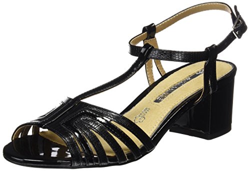 Mariamare Aurora Sandalias con Tira a T, Mujer, Negro (Lizard Negro/Charol Negro), 37 EU (4 UK)