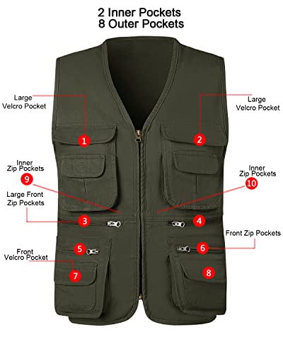 Men's Outdoor Travel Photo Vest Multi Pockets Cotton Vest Sleeveless Jacket Fishing Utility Vest4