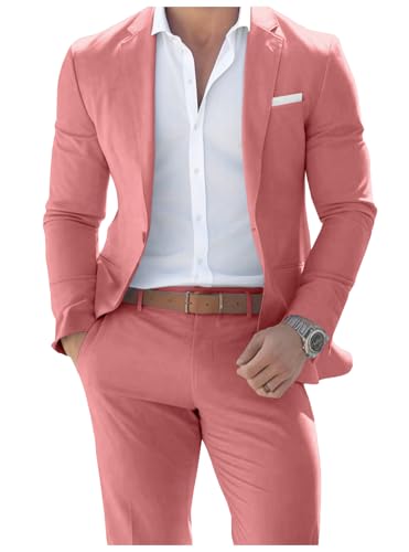 Men's Cotton Suit 2 Piece Set Slim Fit Blazer
