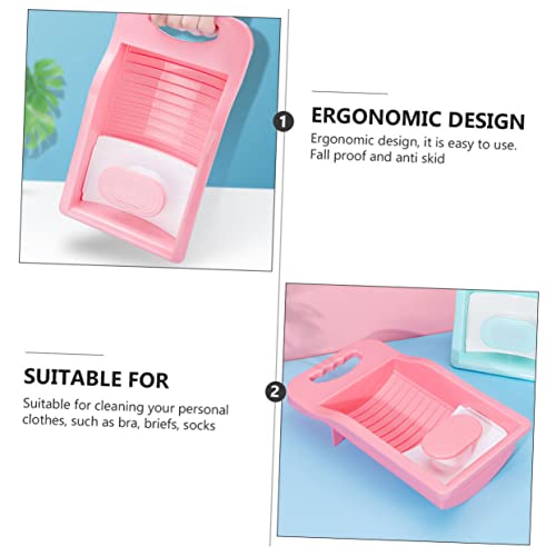 LALADEFIEE ピンク色の省力搓衣板 子供服や下着にな滑り止め 耐久性抜群の手洗い洗濯板 洗濯残渣を簡単に除去 にもなエルゴ ックデザインで楽