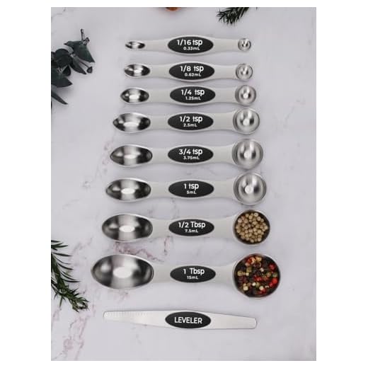 9 Pack Stainless Steel Magnetic Measuring Spoons with Leveler, Heavy Duty Metal Kitchen Gadgets for Baking & Cooking, Fits in Most Kitchen Spice Jars(Black)