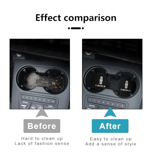 Image of Black Silicone Car Coasters for Lincoln Series Series Non-Slip Car Cup Holder Coasters,Car Interior Accessory for Car Cup Holder 2.75IN 2Pack