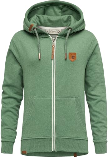 REPUBLIX Damen Sweatjacke Hoodie Sweatshirt Pullover Zipper Jacke RD-023 Grün Melange XL