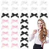 30PCS Bow Hair Clips Satin Mini Bowknot Barrettes Non-Slip Ribbon Hairpins Kawaii Claw Clip Small Pins Metal Sweet Hairstyle Accessories for Women Girl Toddlers(Pink+Black+White) - Image 8